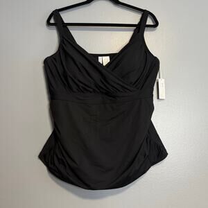 Anne Cole Black Underwire Tankini Swim Suit Top NEW 22W